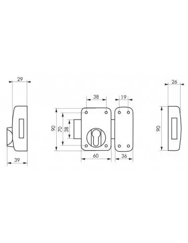 Verrou pour porte d'entrée Boîtier à cylindre profilé époxy blanc Verrou pour porte d'entrée Boîtier à cylindre profilé époxy blanc