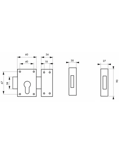 Boîtier à cylindre profilé inox Boîtier à cylindre profilé inox