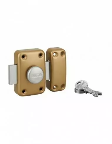 Verrou CAPITAL à bouton et cylindre 100mm - 3 clés, epoxy or - THIRARD
