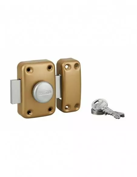 Verrou CAPITAL à bouton et cylindre 100mm - 3 clés, epoxy or - THIRARD