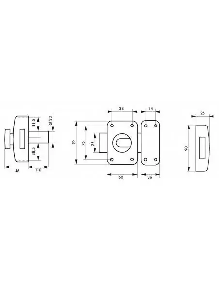 Verrou pour porte d'entrée Capital à bouton et cylindre 110 mm