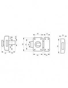 Verrou CAPITAL à bouton et cylindre 120mm - 3 clés, epoxy or - THIRARD 2