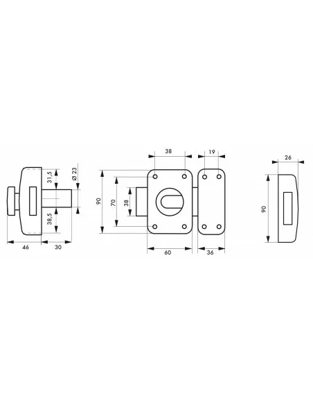 Verrou pour porte d'entrée Capital à bouton et cylindre 30 mm