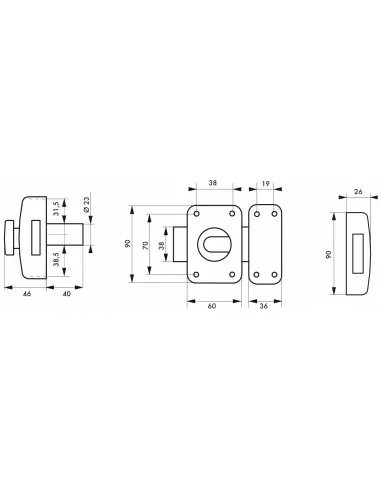 Verrou pour porte d'entrée Capital à bouton et cylindre 40 mm Verrou pour porte d'entrée Capital à bouton et cylindre 40 mm