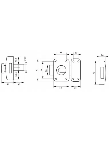 Verrou pour porte d'entrée Capital à bouton et cylindre 45 mm Verrou pour porte d'entrée Capital à bouton et cylindre 45 mm