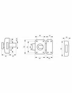 Verrou pour porte d'entrée Capital à bouton et cylindre 60 mm 2