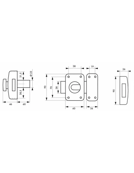 Verrou pour porte d'entrée Capital à bouton et cylindre 60 mm