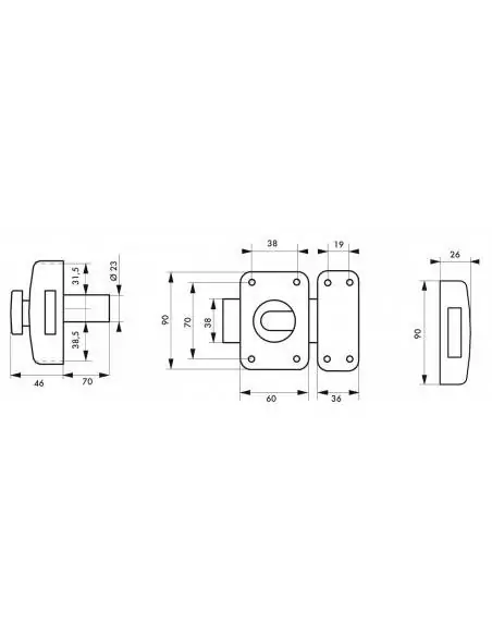 Verrou pour porte d'entrée Capital à bouton et cylindre 70 mm