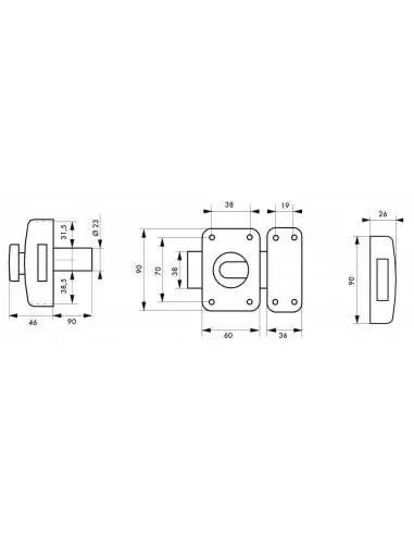 Verrou CAPITAL à bouton et cylindre 90mm - 3 clés, epoxy or - THIRARD Verrou CAPITAL à bouton et cylindre 90mm - 3 clés, epoxy or - THIRARD