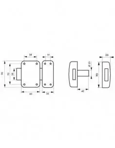 Verrou CAPITAL sans bouton, cylindre 40mm - 3 clés, époxy or, carton 25 pièces - THIRARD 2