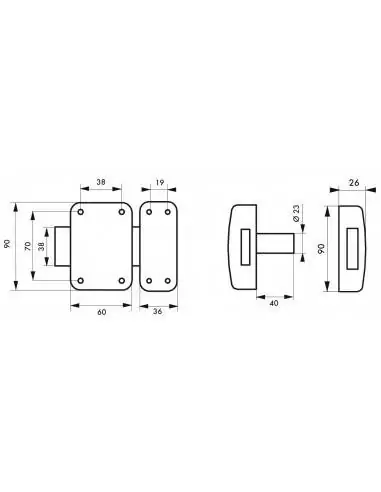 Verrou CAPITAL sans bouton, cylindre 40mm - 3 clés, époxy or, carton 25 pièces - THIRARD Verrou CAPITAL sans bouton, cylindre 40mm - 3 clés, époxy or, carton 25 pièces - THIRARD