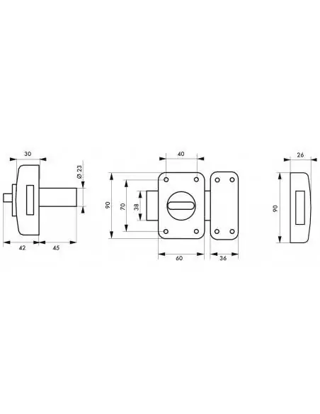 Verrou pour porte d'entrée Mirage à bouton et cylindre 45 mm