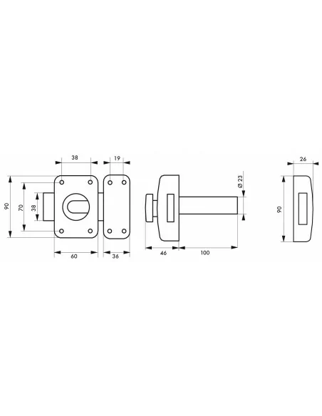 Verrou pour porte d'entrée Transit 2 à bouton et cylindre 100 mm