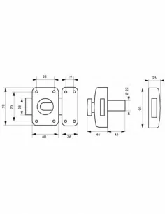 Verrou pour porte d'entrée Transit 2 à bouton et cylindre 45 mm 2