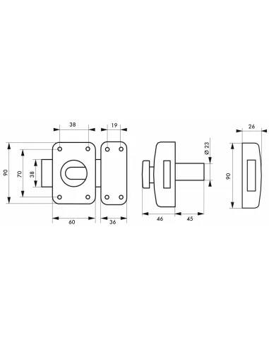 Verrou pour porte d'entrée Transit 2 à bouton et cylindre 45 mm Verrou pour porte d'entrée Transit 2 à bouton et cylindre 45 mm