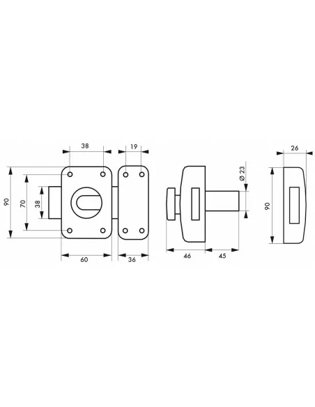 Verrou pour porte d'entrée Transit 2 à bouton et cylindre 45 mm