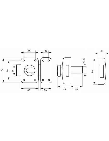 Verrou pour porte d'entrée Transit 2 à bouton et cylindre 60 mm