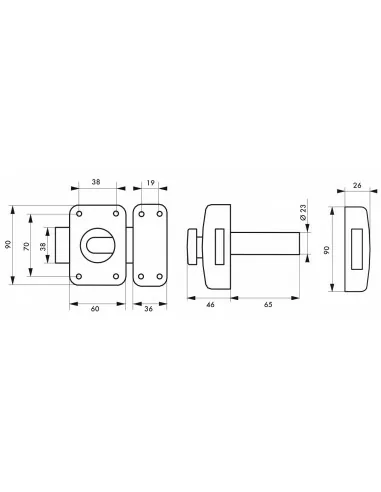 Verrou pour porte d'entrée Transit 2 à bouton et cylindre 65 mm Verrou pour porte d'entrée Transit 2 à bouton et cylindre 65 mm