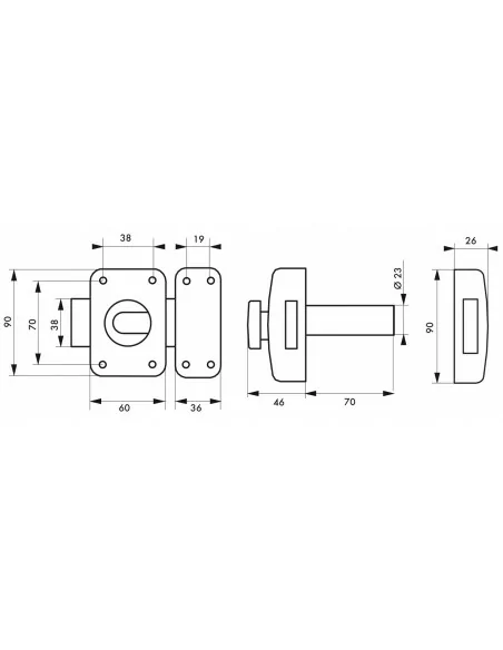 Verrou pour porte d'entrée Transit 2 à bouton et cylindre 70 mm