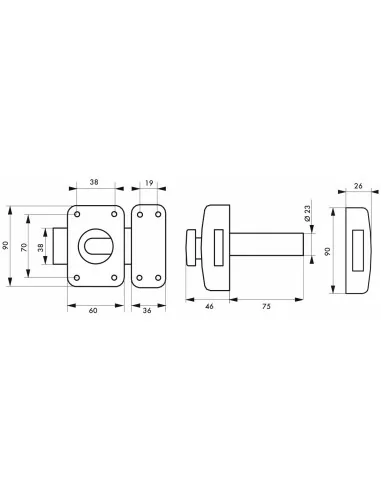 Verrou pour porte d'entrée Transit 2 à bouton et cylindre 75 mm Verrou pour porte d'entrée Transit 2 à bouton et cylindre 75 mm