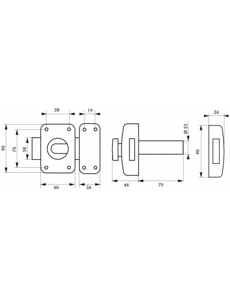 Verrou pour porte d'entrée Transit 2 à bouton et cylindre 75 mm