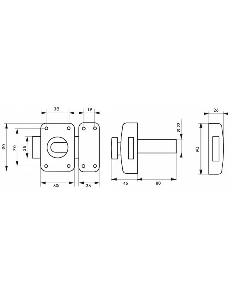 Verrou pour porte d'entrée Transit 2 à bouton et cylindre 80 mm