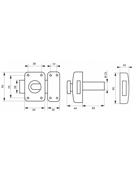 Verrou pour porte d'entrée Transit 2 à bouton et cylindre 85 mm