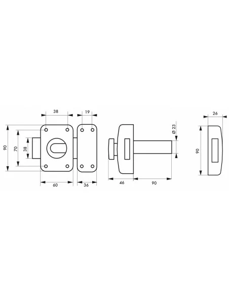 Verrou pour porte d'entrée Transit 2 à bouton et cylindre 90 mm