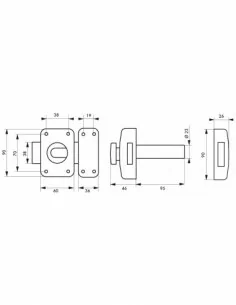 Verrou TRANSIT 2 à bouton et cylindre 95mm - 4 clés réversibles, époxy or - THIRARD 2
