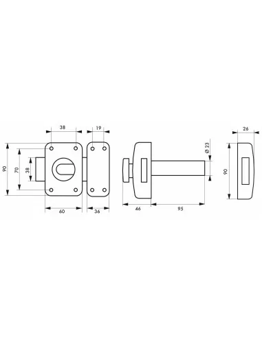 Verrou TRANSIT 2 à bouton et cylindre 95mm - 4 clés réversibles, époxy or - THIRARD Verrou TRANSIT 2 à bouton et cylindre 95mm - 4 clés réversibles, époxy or - THIRARD