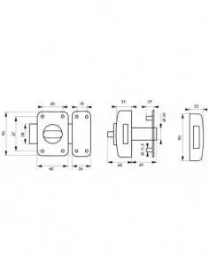Verrou pour porte d'entrée Transit 2 à bouton et cylindre pour porte de 40 à 45 mm maxi a2p* 2