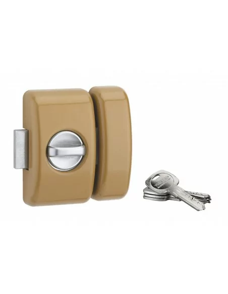 Verrou pour porte d'entrée Universel 6 goup. 45 mm bronze 4 clés réversible