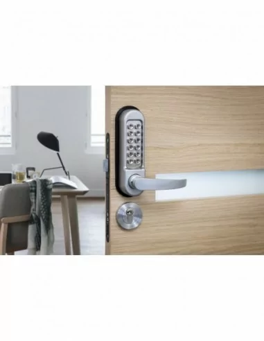 Verrou pour porte d'intérieur avec béquille double pour serrure à encastrer (non fournie) Verrou pour porte d'intérieur avec béquille double pour serrure à encastrer (non fournie)