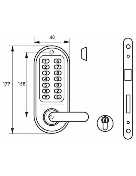 Verrou pour porte d'intérieur avec béquille double pour serrure à encastrer (non fournie)