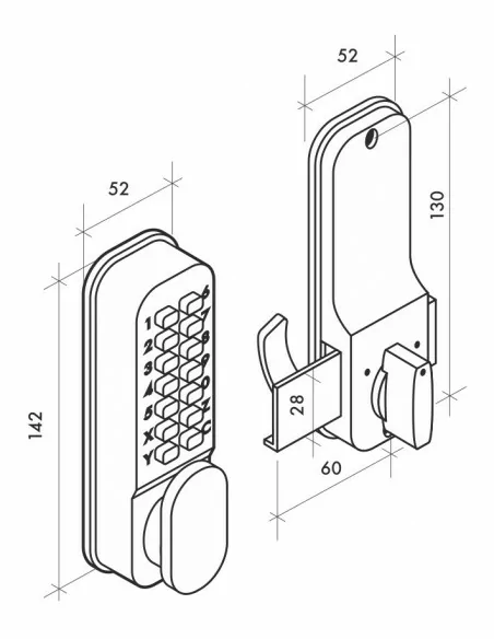 Verrou pour porte d'intérieur avec pêne à crochet pour porte coulissante