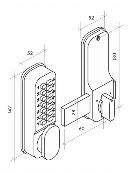 Verrou pour porte d'intérieur avec pêne dormant en applique