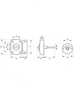 Verrou pour porte de salle de bain et WC Alouette 50 mm epoxy bronze pour wc 2