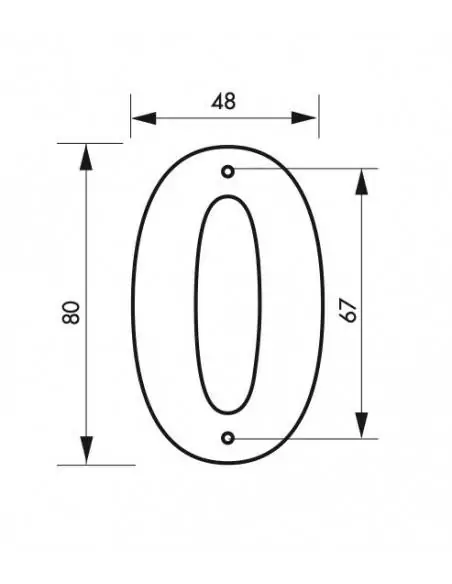 Plaque signalétique "0" 80mm noir à visser - THIRARD