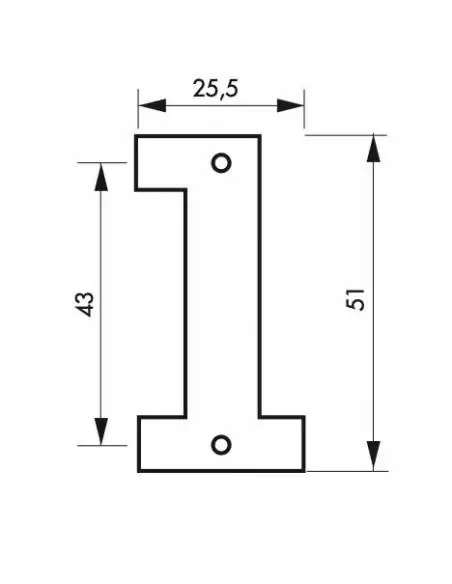 Plaque signalétique "1" hauteur 51mm à visser - THIRARD