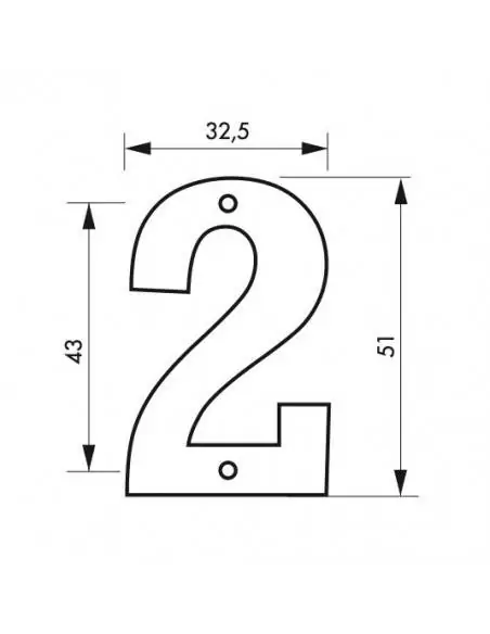 Plaque signalétique "2" hauteur 51mm à visser - THIRARD