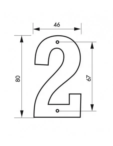 Plaque signalétique "2" 80mm noir à visser - THIRARD