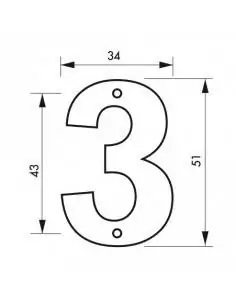 Chiffre 3 à visser Couleur Or hauteur 51mm - THIRARD 2