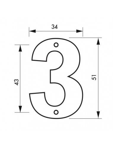 Chiffre 3 Hauteur 51mm A Visser