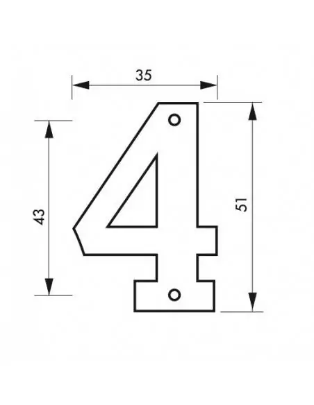 Plaque signalétique "4" hauteur 51mm à visser - THIRARD