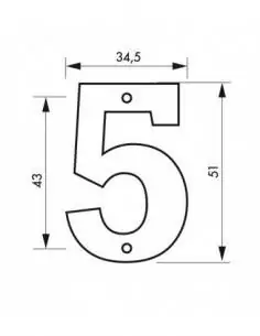 Chiffre 5 à visser Couleur Or hauteur 51mm - THIRARD 2