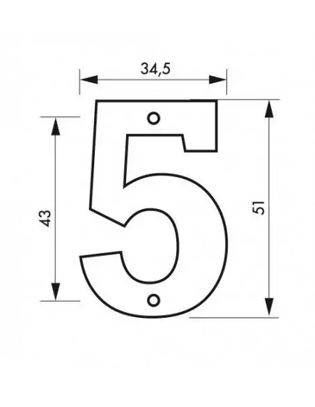 Plaque signalétique "5" hauteur 51mm à visser - THIRARD