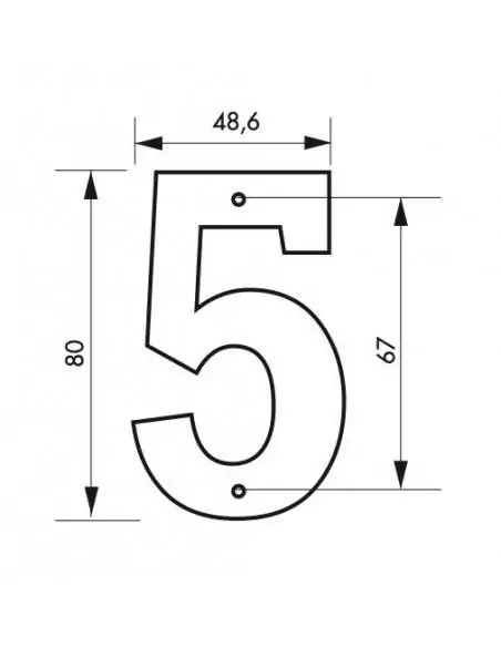 Plaque signalétique "5" 80mm noir à visser - THIRARD