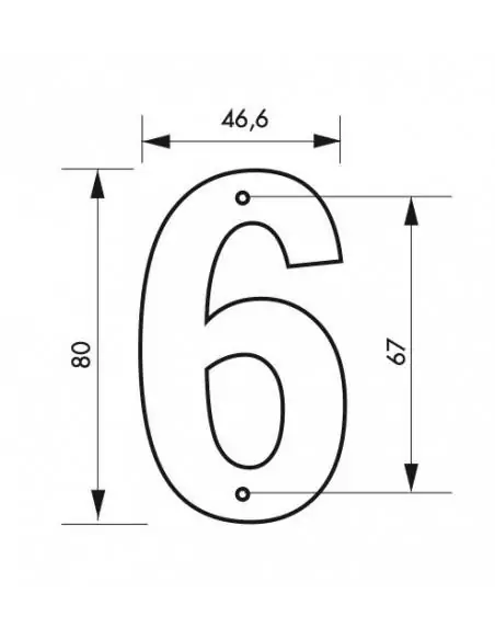 Plaque signalétique "6" 80mm noir à visser - THIRARD