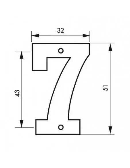 Plaque signalétique "7" hauteur 51mm à visser - THIRARD