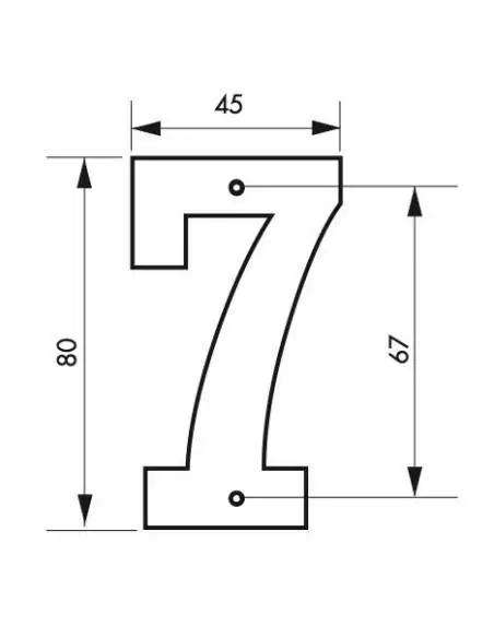 Plaque signalétique "7" 80mm noir à visser - THIRARD